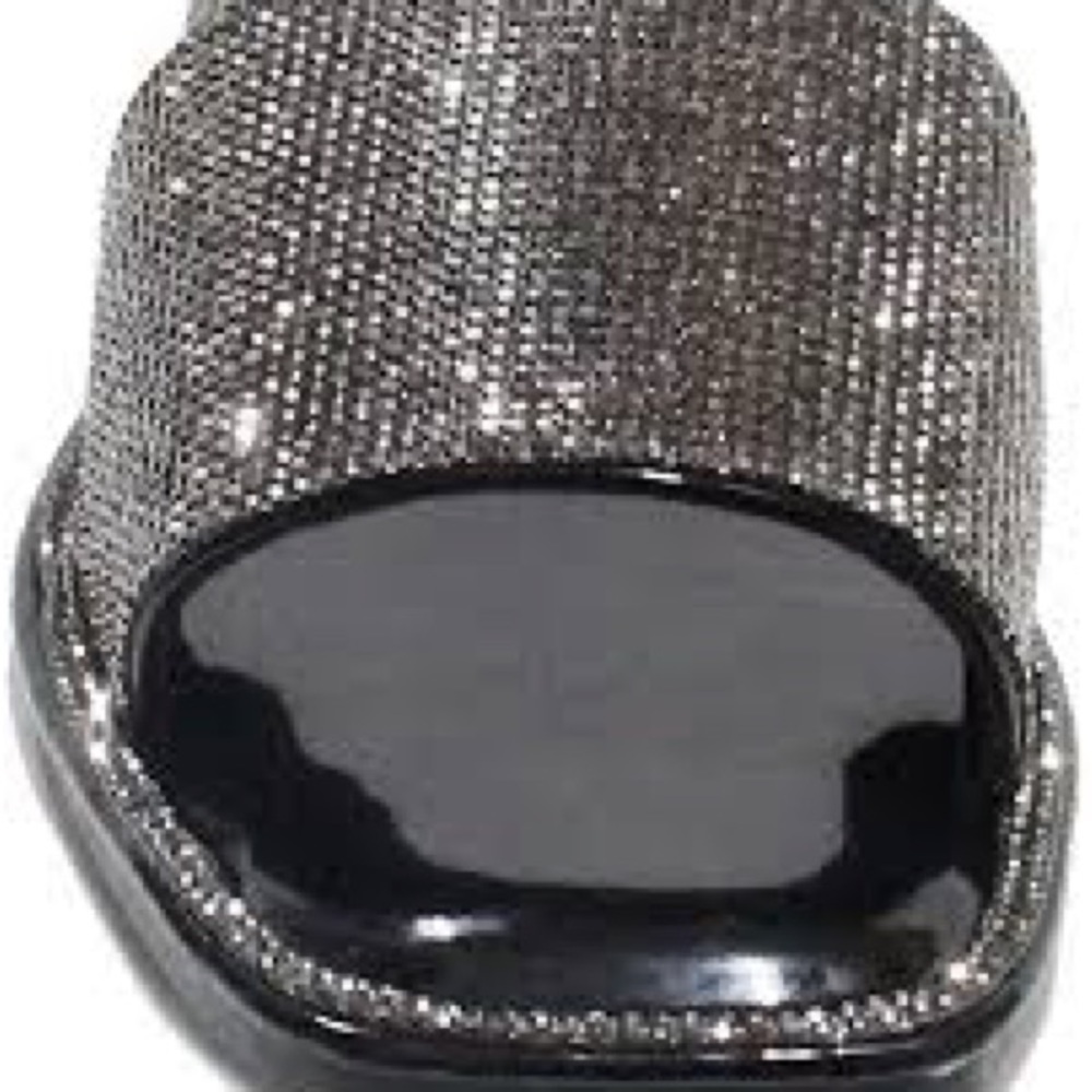 H2k Black Rhinestone Embellished Slip-on Sandal, Size 8 - Like New